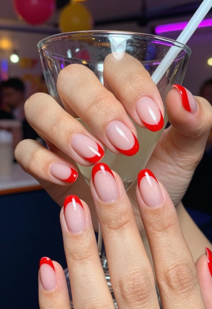 15 Red French Tip Nails Ideas Modern Classic Twist - 8. Bold Red Accent French Tips 1