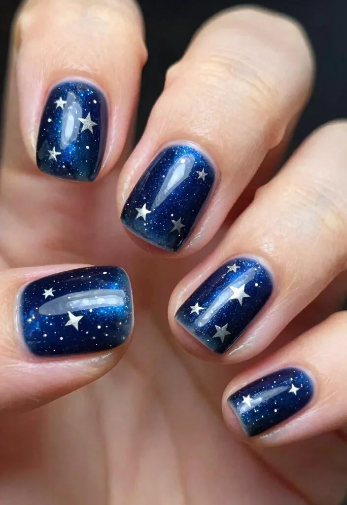 15 Short Fall Nail Designs Ideas for a Cute Clean Look - 14. Twinkling Stars 1