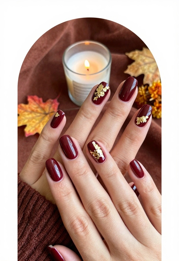 15 Short Fall Nail Designs Ideas for a Cute Clean Look - 2. Warm Burgundy Bliss 1