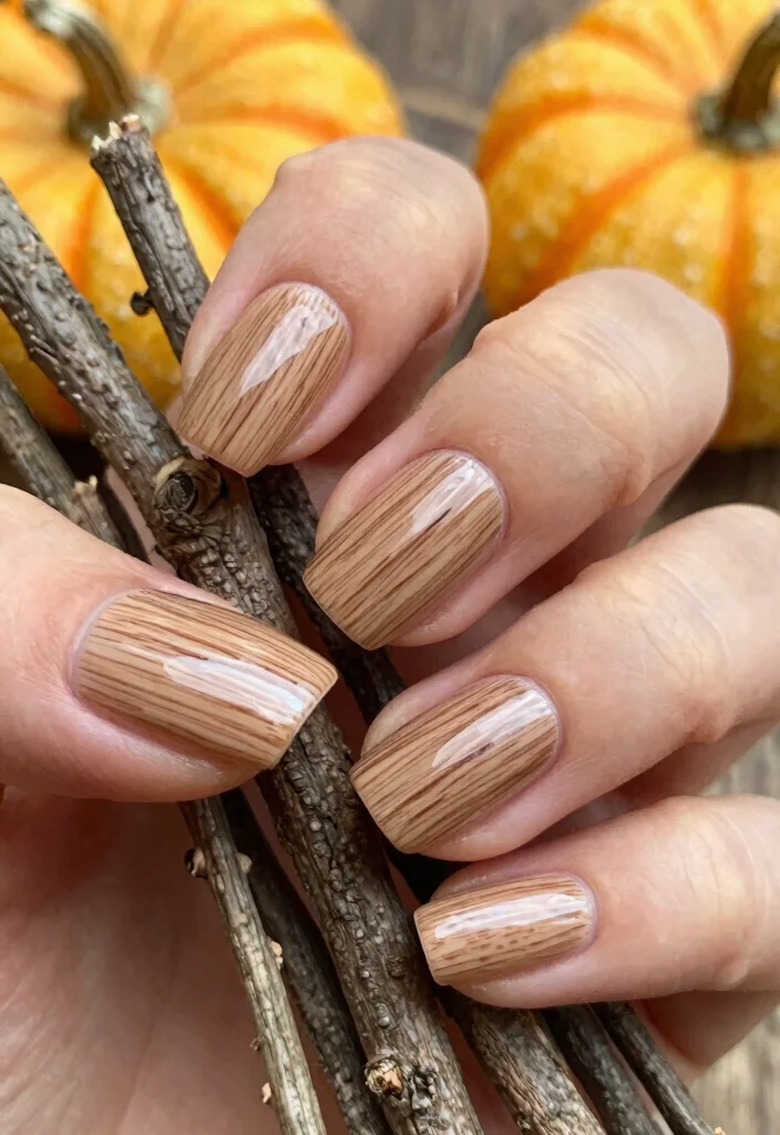 15 Simple Fall Nail Designs Ideas Easy Chic Looks - 14. Wood Grain Effect 1