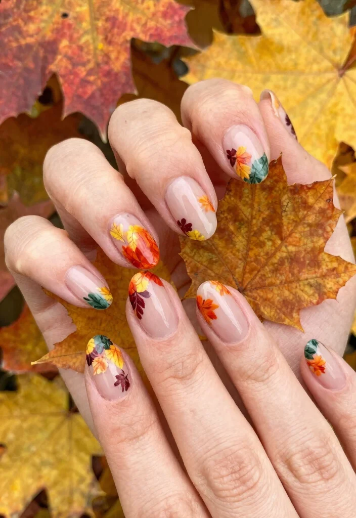 15 Simple Fall Nail Designs Ideas Easy Chic Looks - 5. Leaf Accents 1