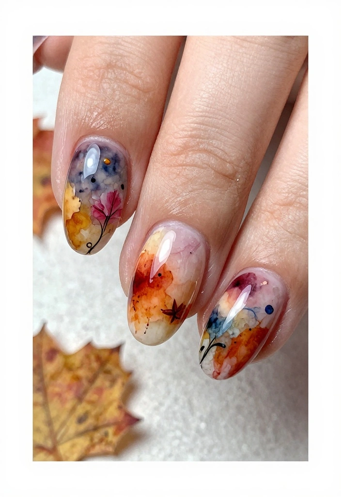 15 Simple Fall Nail Designs Ideas Easy Chic Looks - 9. Whimsical Watercolor 1