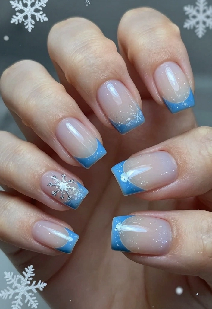 15 Winter Gel Nails Ideas: Glossy Long Wear - 15. Classic French with a Winter Twist 1