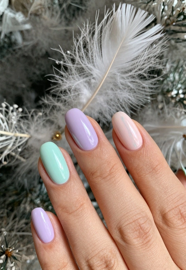 16 Nails Winter Ideas Trendy Cold Season Looks - 15. Soft Pastel Winter Vibes 1