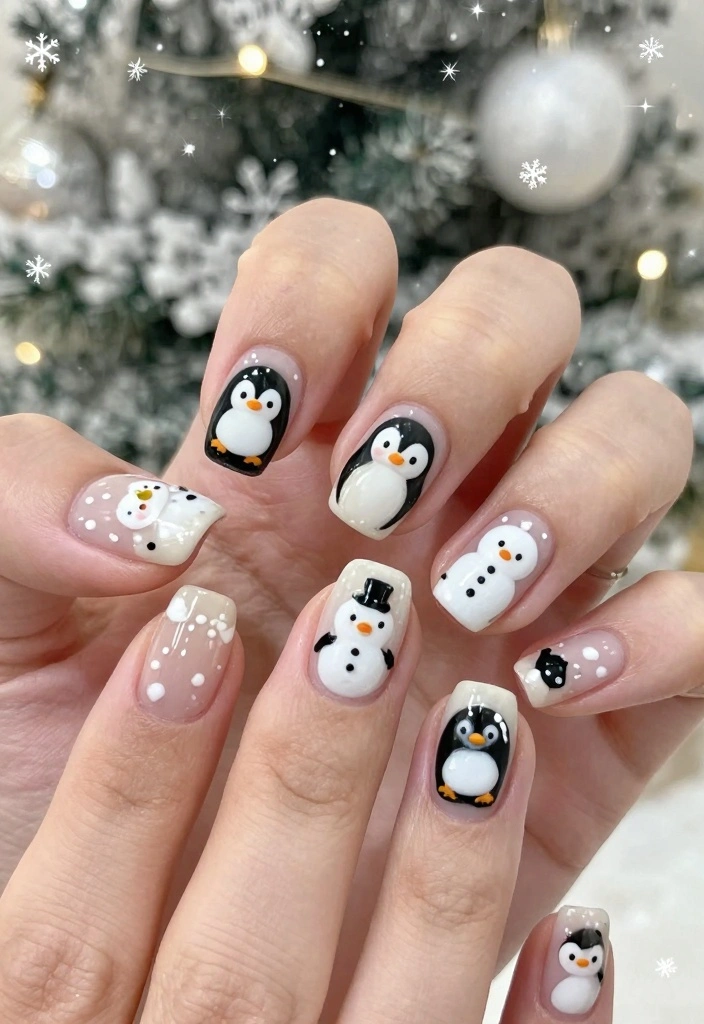 16 Nails Winter Ideas Trendy Cold Season Looks - 4. Whimsical Winter Patterns 1
