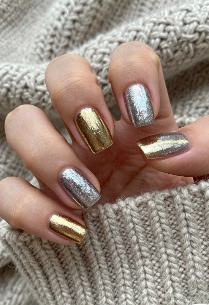16 Nails Winter Ideas Trendy Cold Season Looks - 5. Metallic Glam 1