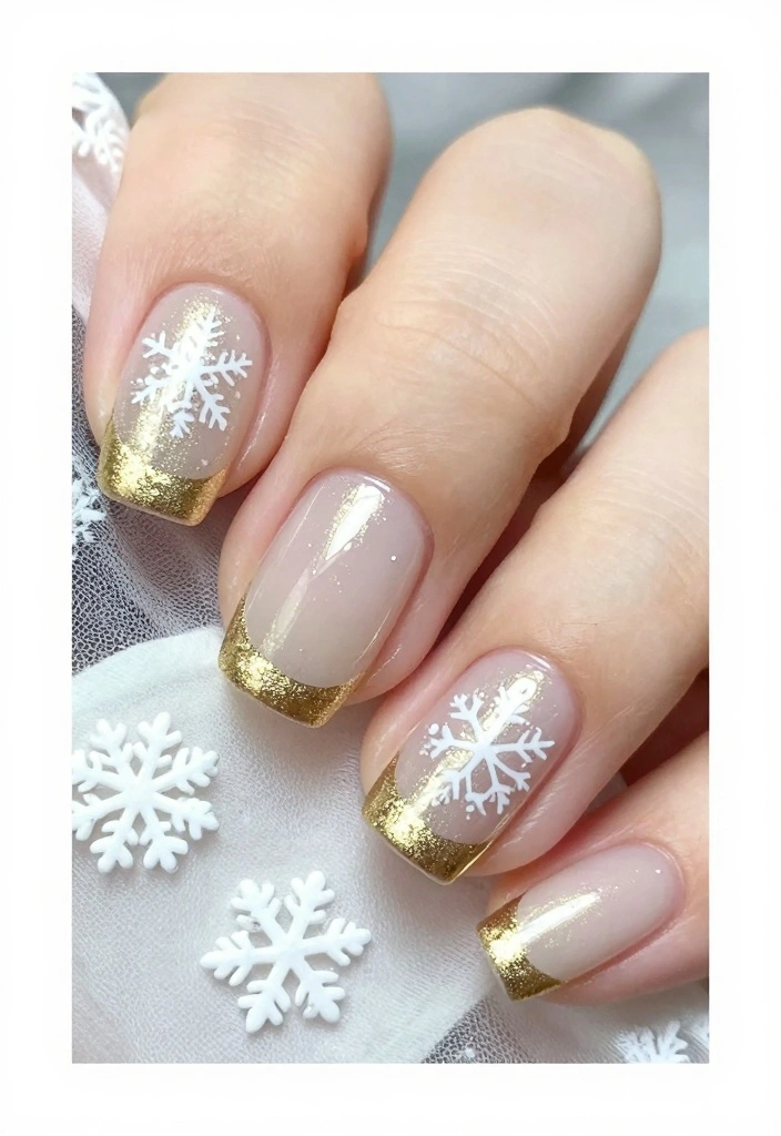 16 Nails Winter Ideas Trendy Cold Season Looks - 8. Metallic French Tips 1