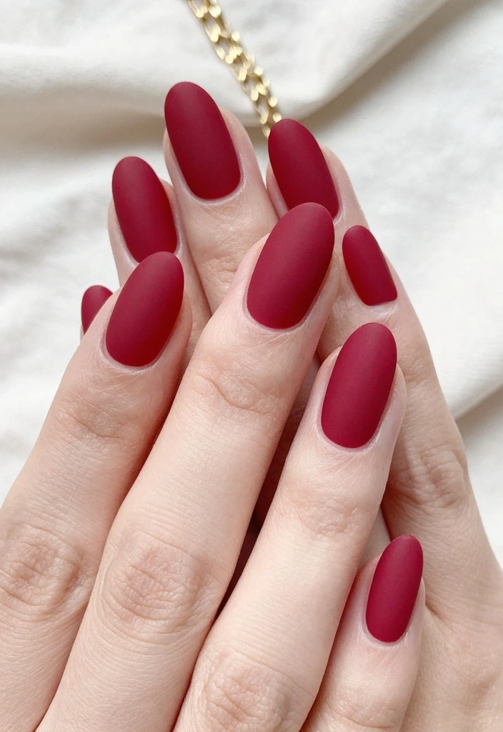 16 Red Autumn Nails Ideas: Warm Seasonal Glam - 1. Classic Matte Cherry Red 1