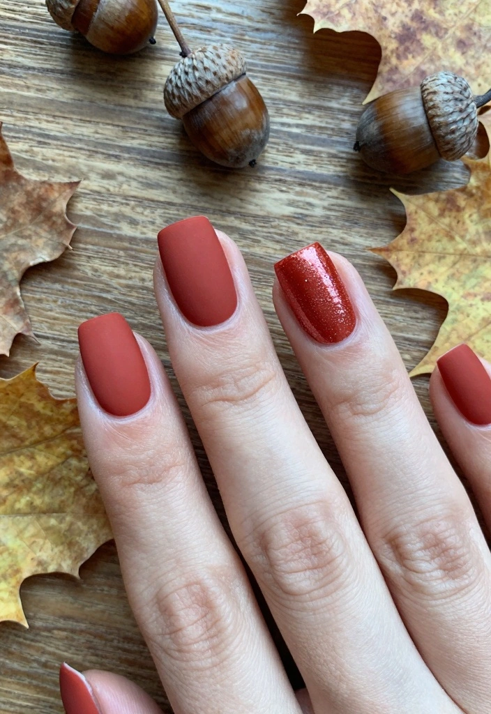 16 Red Autumn Nails Ideas: Warm Seasonal Glam - 8. Matte Terracotta Red 1