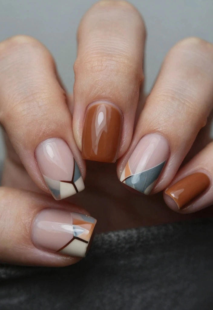 16 Short Autumn Nails Ideas: Chic Practical Style - 11. Negative Space Designs 1