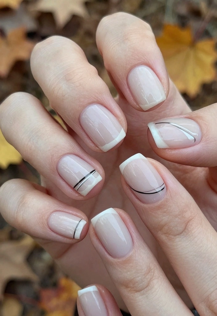 16 Short Autumn Nails Ideas: Chic Practical Style - 14. Minimalist Lines 1