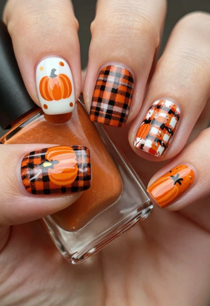 16 Short Autumn Nails Ideas: Chic Practical Style - 15. Seasonal Patterns 1