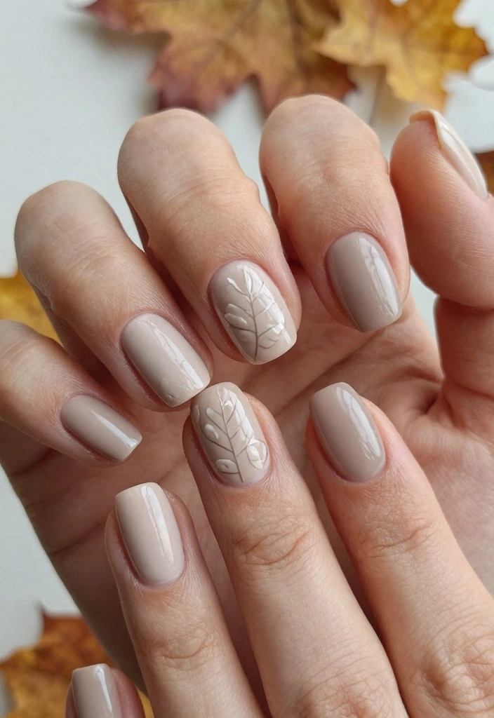 16 Simple Autumn Nails Ideas: Minimal Seasonal Style - 12. Minimal Leaf Details 1