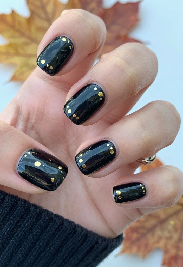 16 Simple Autumn Nails Ideas: Minimal Seasonal Style - 15. Classic Black with Minimal Design 1