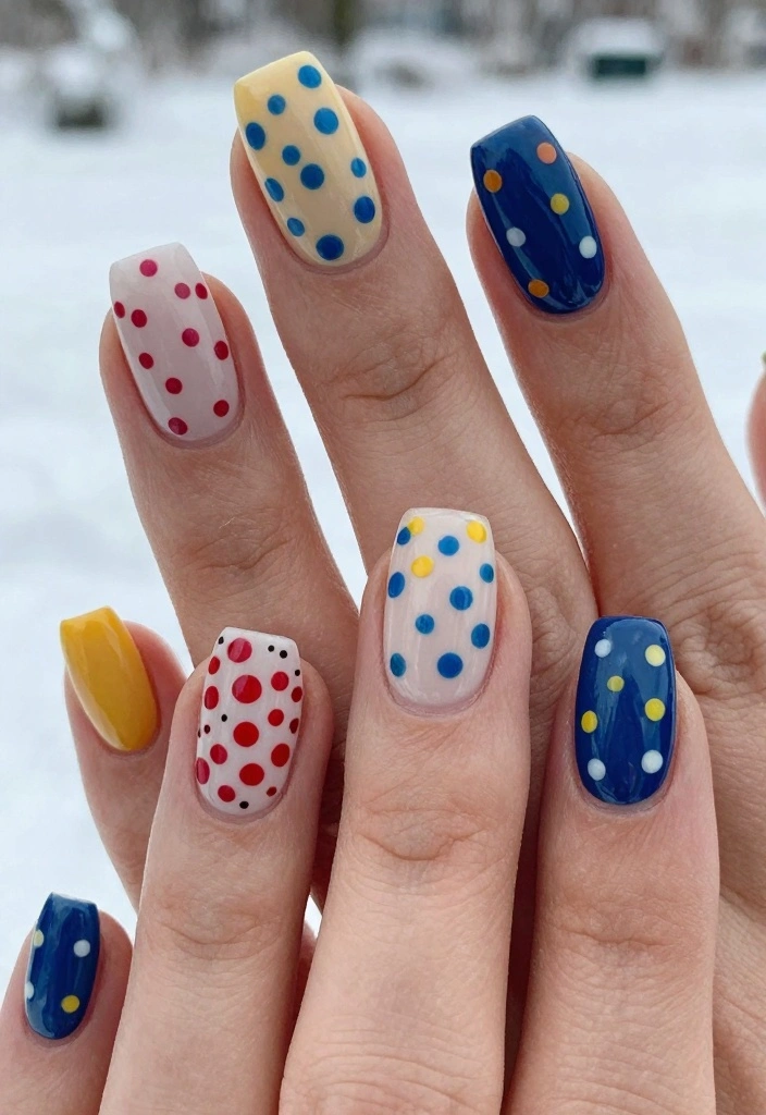 16 Simple Winter Nails Ideas Soft Minimal Charm - 12. Whimsical Dot Designs 1
