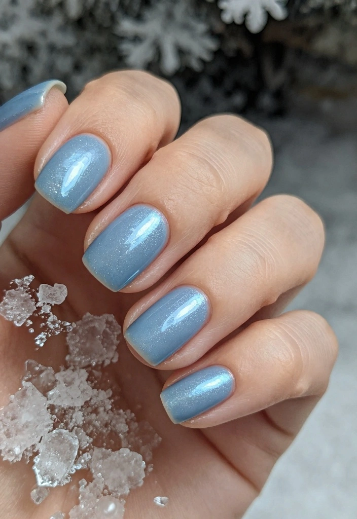 16 Simple Winter Nails Ideas Soft Minimal Charm - 2. Soft Blue Hues 1