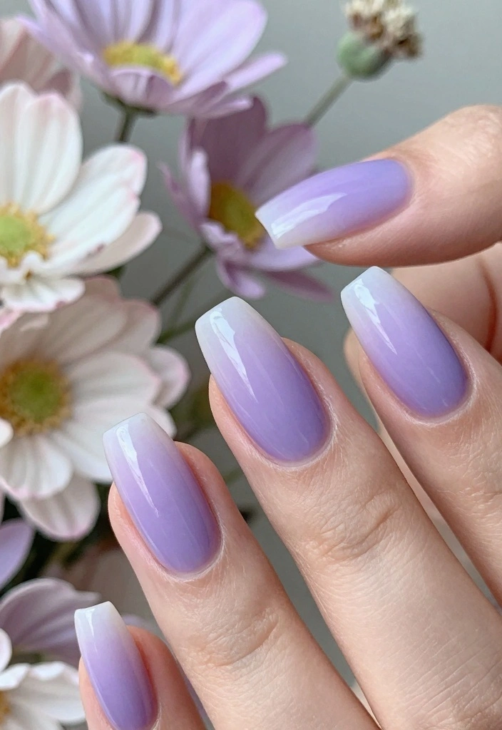 16 Summer Pastel Nail Ideas: Soft Fresh Colors - 12. Lavender Ombre 1