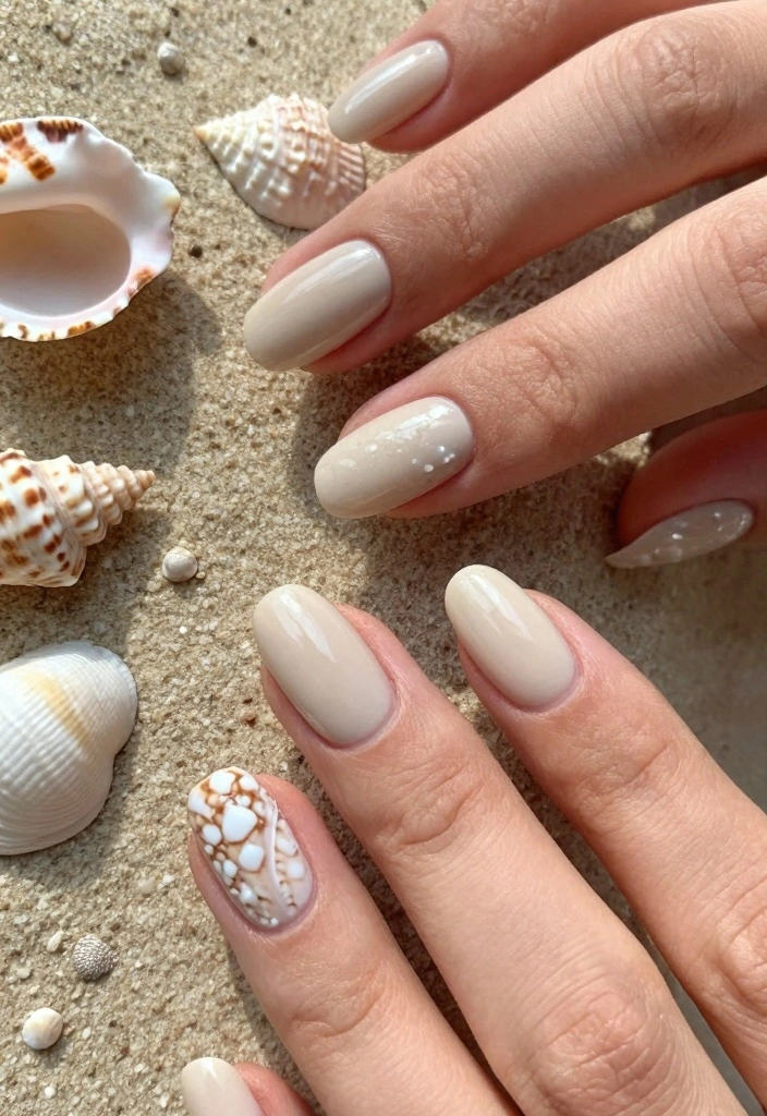 16 Summer Pastel Nail Ideas: Soft Fresh Colors - 7. Seashell Beige 1
