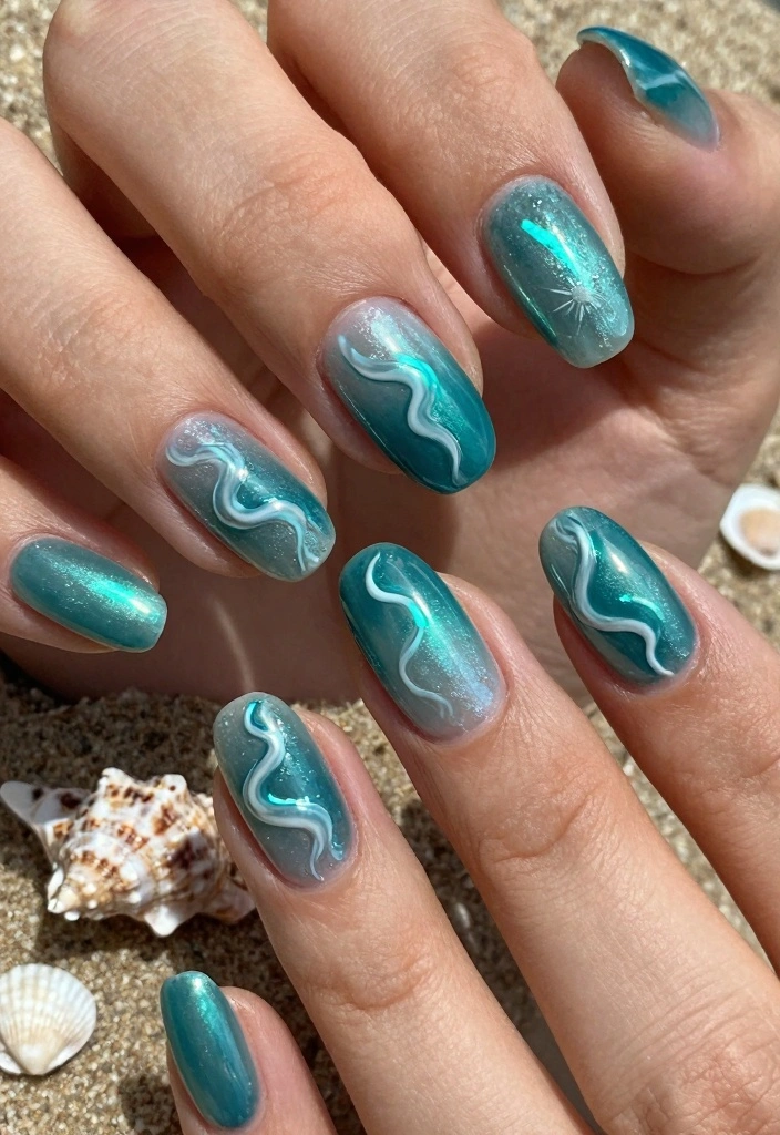 16 Summer Pastel Nail Ideas: Soft Fresh Colors - 8. Icy Teal Twist 1