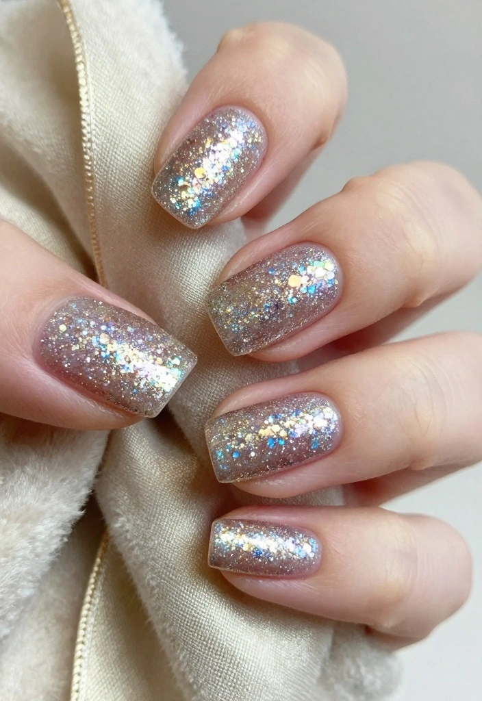 16 Winter Chrome Nails Ideas Icy Luxe Shine - 15. Glittering Champagne Dreams 1