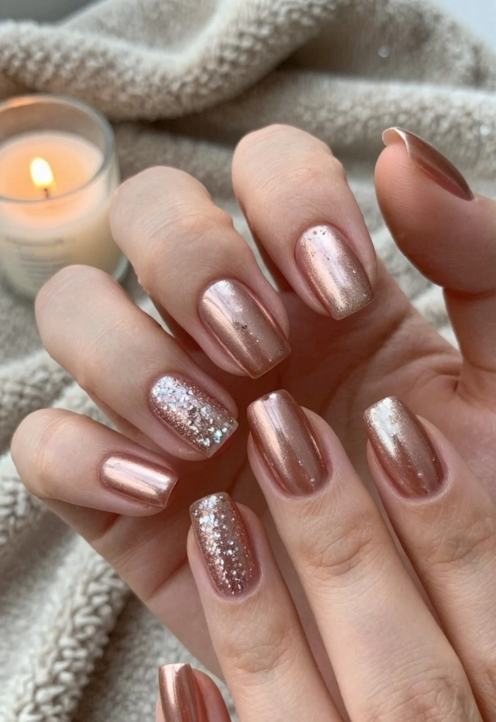 16 Winter Chrome Nails Ideas Icy Luxe Shine - 6. Radiant Rose Gold 1