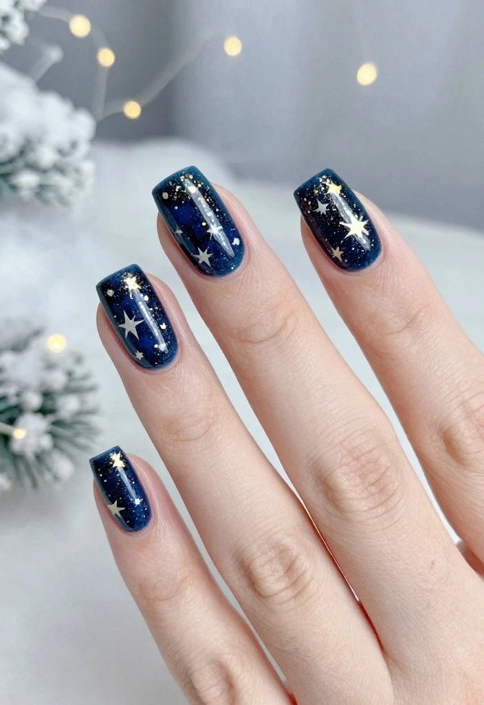 16 Winter Nails Ideas: Elegant Cold Season Looks - 10. Twinkling Stars 1