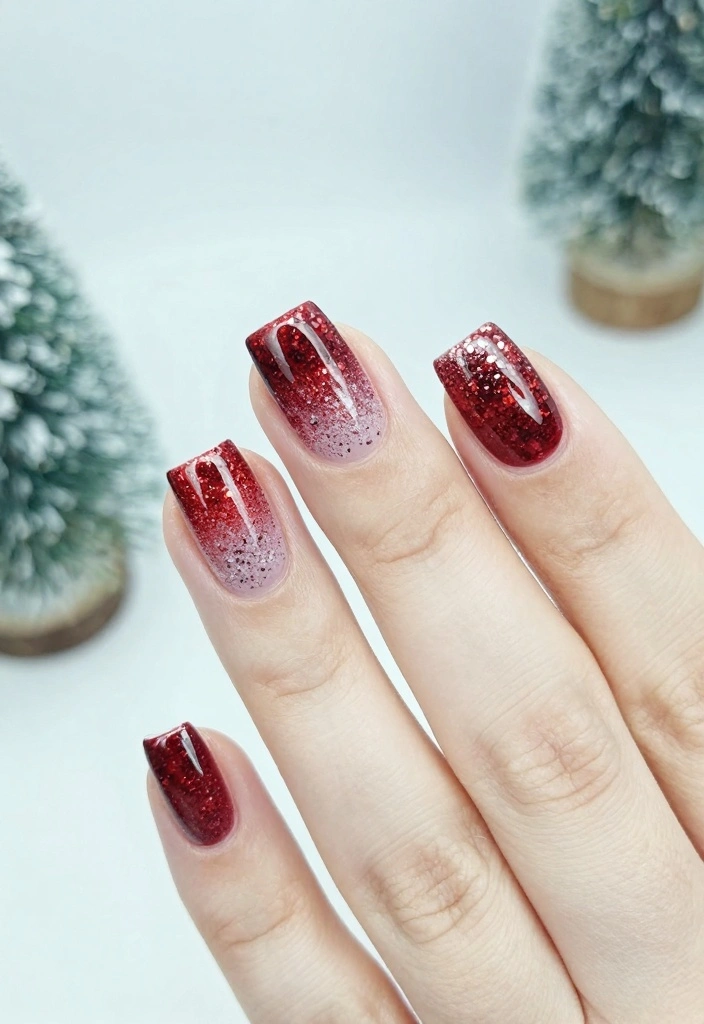 16 Winter Nails Ideas: Elegant Cold Season Looks - 12. Holiday Glitter Gradient 1