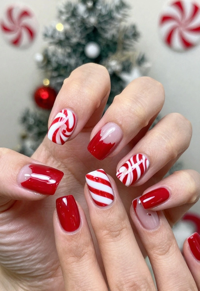 16 Winter Nails Ideas: Elegant Cold Season Looks - 14. Whimsical Candy Canes 1