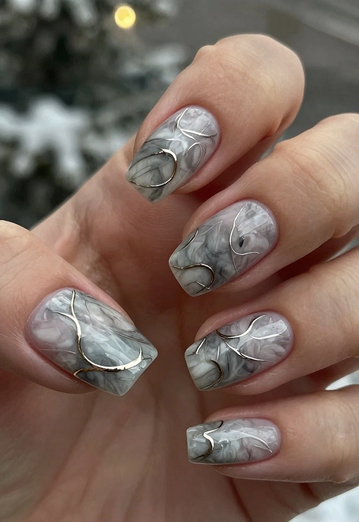 16 Winter Nails Ideas: Elegant Cold Season Looks - 15. Subtle Marble Effect 1