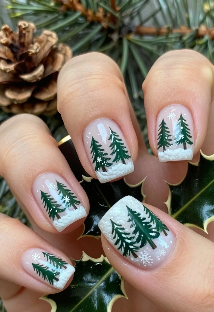 16 Winter Nails Ideas: Elegant Cold Season Looks - 8. Snowy Forest 1