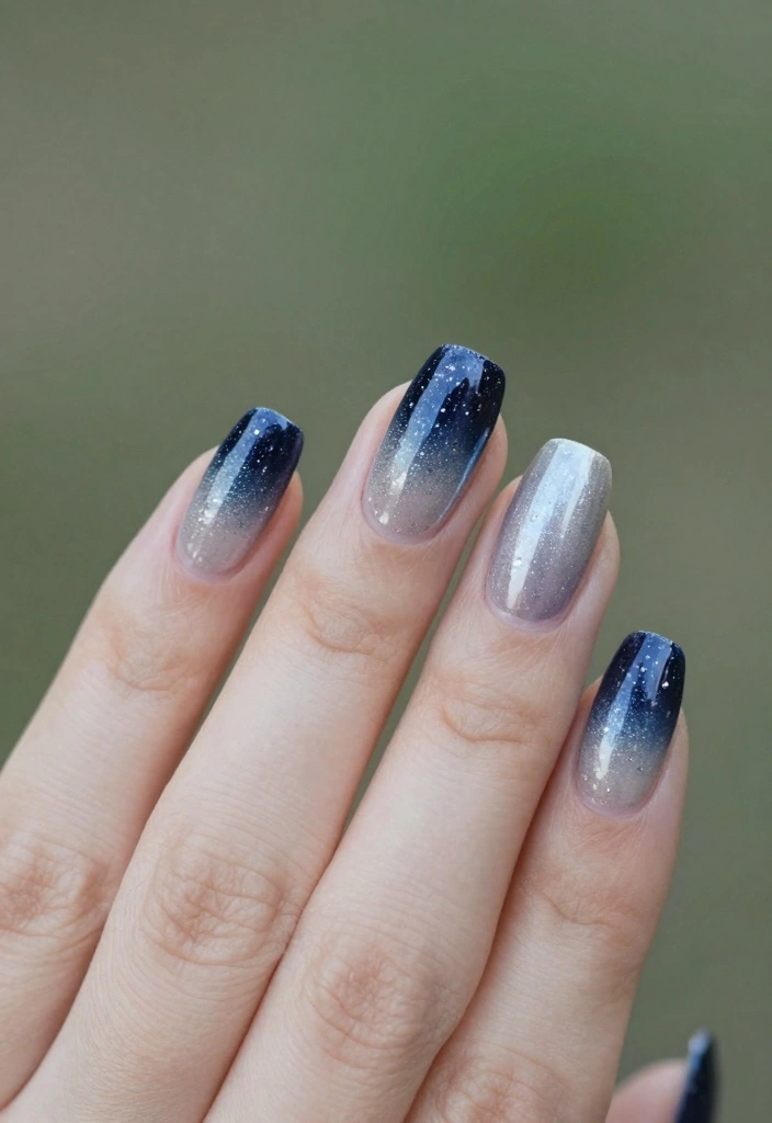 17 Nails for Winter Ideas Cozy Chic Season - 14. Ombre and Glitter Gradient 1
