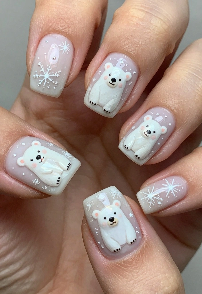 17 Nails for Winter Ideas Cozy Chic Season - 15. Polar Bear Inspiration 1