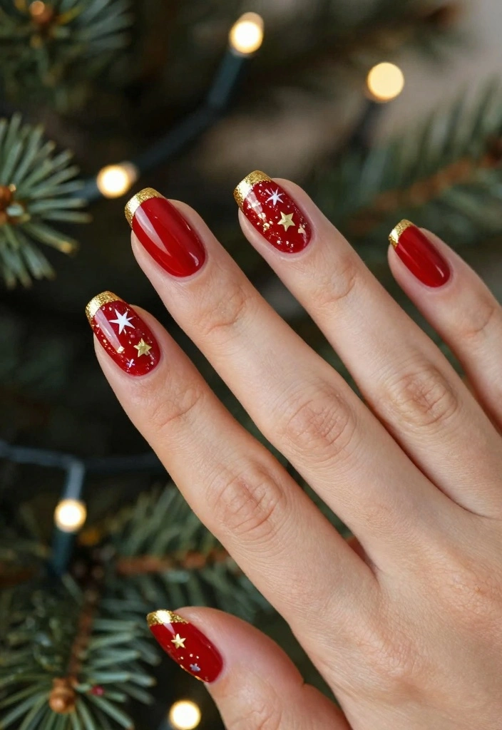 17 Nails for Winter Ideas Cozy Chic Season - 3. Festive Red and Gold 1