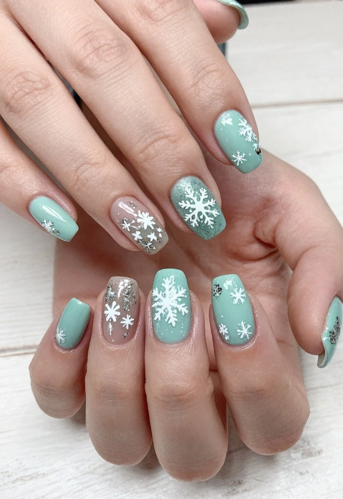 17 Nails for Winter Ideas Cozy Chic Season - 4. Frosty Mint Delight 1