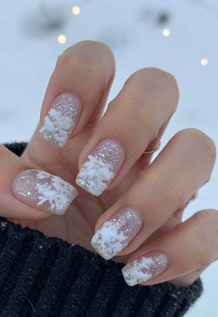 17 Nails for Winter Ideas Cozy Chic Season - 6. Snow-Covered Glaze 1
