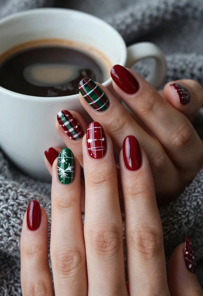17 Nails for Winter Ideas Cozy Chic Season - 7. Holiday Plaid 1