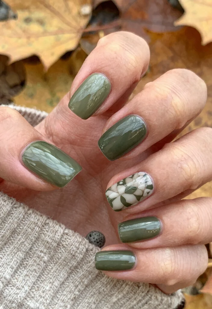 17 Neutral Fall Nail Color Ideas: Soft Elegant Tones - 12. Earthy Olive 1