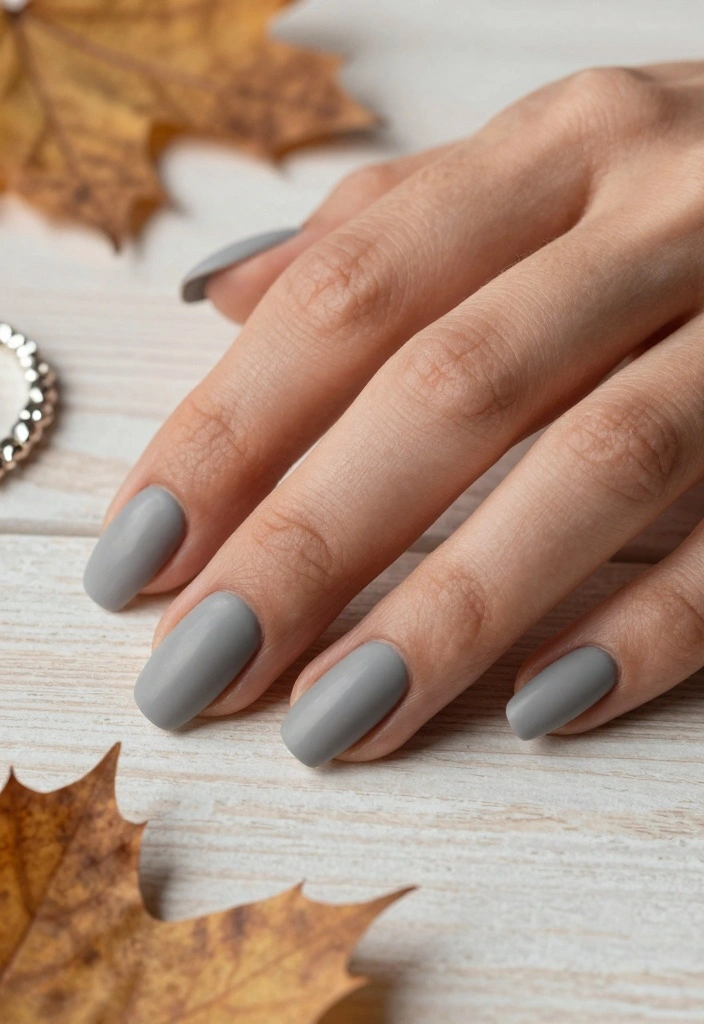 17 Neutral Fall Nail Color Ideas: Soft Elegant Tones - 4. Whispering Gray 1