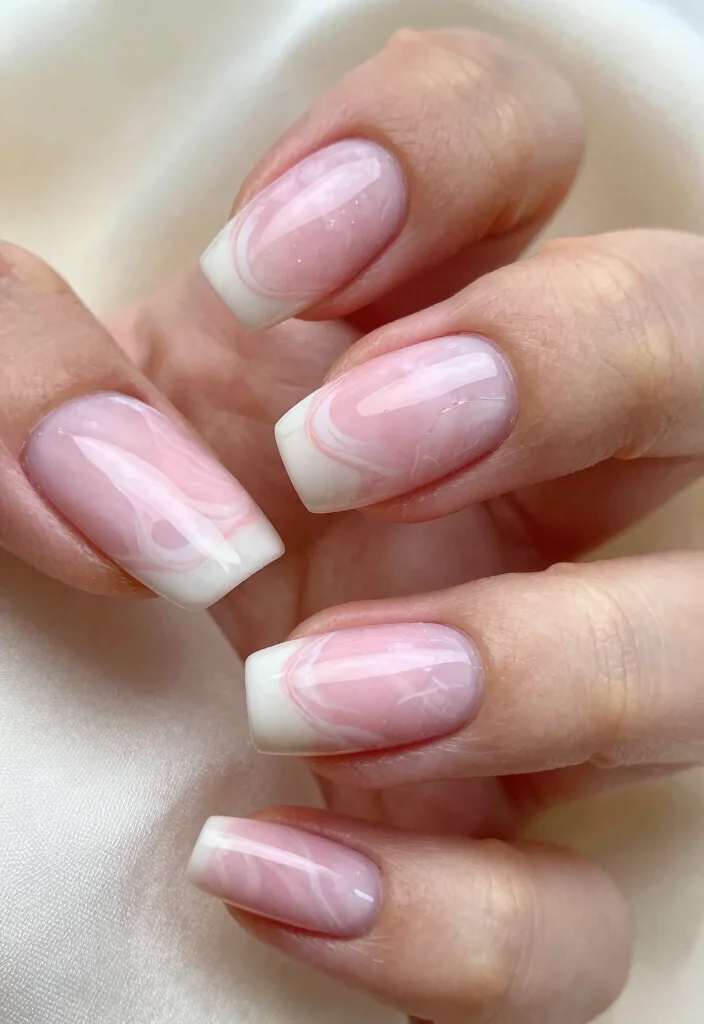 17 Pink Winter Nails Ideas Cozy Feminine Style - 10. Marble Effect 1