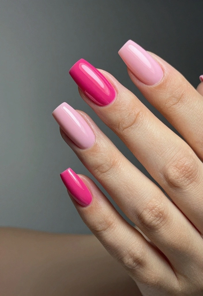 17 Pink Winter Nails Ideas Cozy Feminine Style - 14. Simple Color Block 1