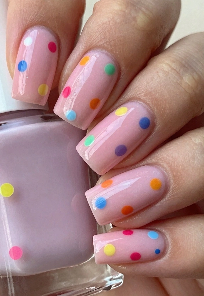 17 Pink Winter Nails Ideas Cozy Feminine Style - 16. Whimsical Dots 1