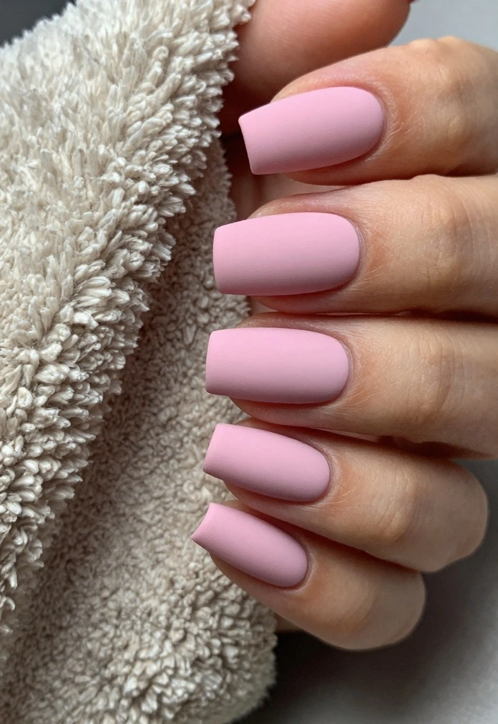 17 Pink Winter Nails Ideas Cozy Feminine Style - 6. Matte Pink Finish 1