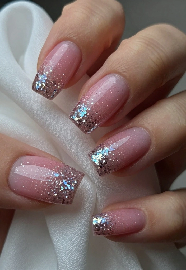 17 Pink Winter Nails Ideas Cozy Feminine Style - 7. Glitter Gradient 1