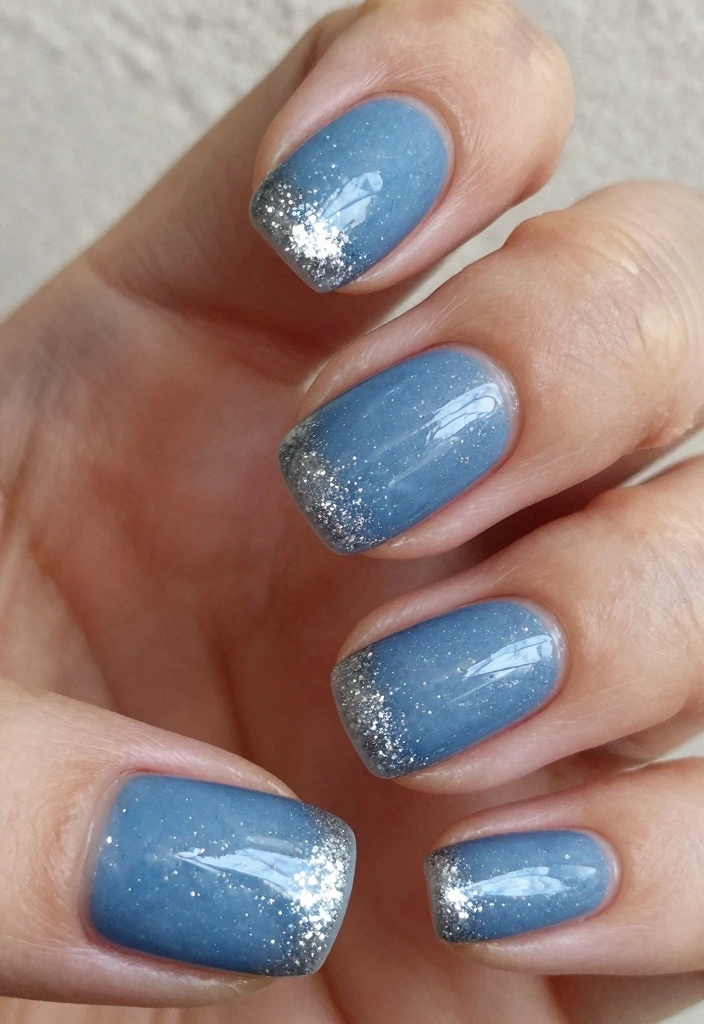 17 Short Winter Nails Ideas Simple Cozy Chic - 1. Frosty Blue Sparkle 1