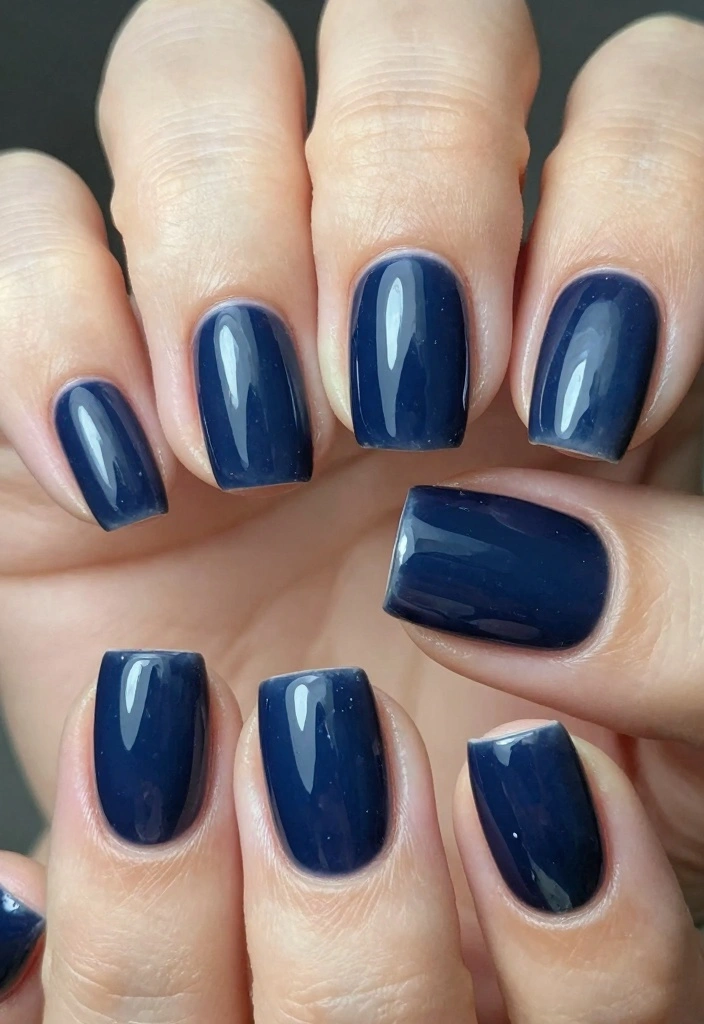 17 Short Winter Nails Ideas Simple Cozy Chic - 14. Elegant Navy Blue 1