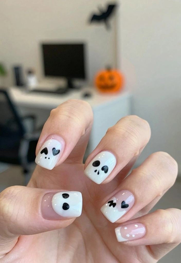 17 Simple Halloween Nails Ideas with a Minimal Spooky Touch - 10. Sweet Skull Designs 1