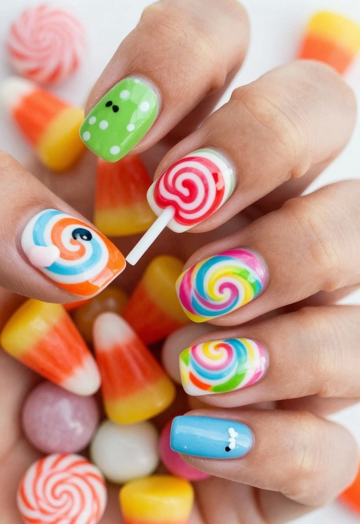 17 Spooky Halloween Nails Ideas: Dark Festive Style - 11. Trick-or-Treat Treats 1