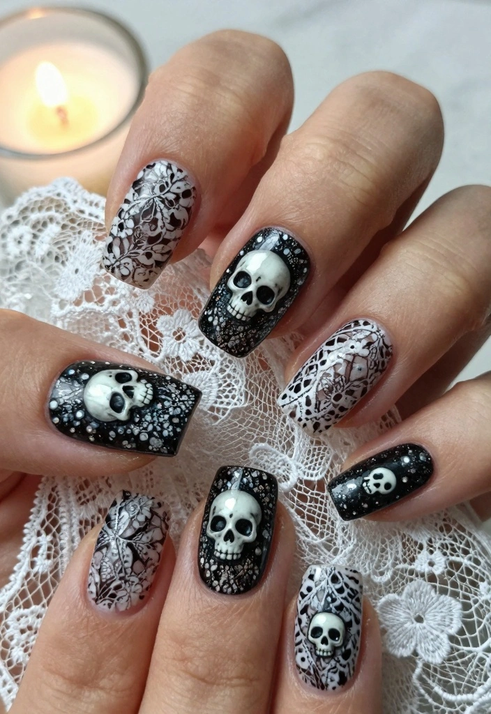 17 Spooky Halloween Nails Ideas: Dark Festive Style - 17. Macabre Elegance 1