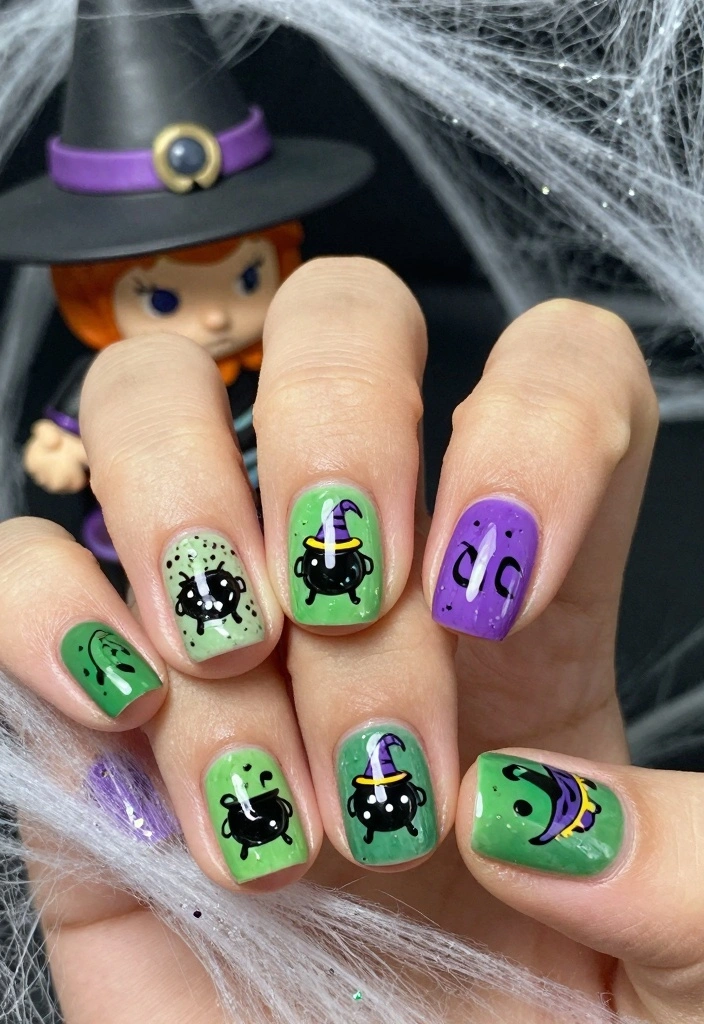 17 Spooky Halloween Nails Ideas: Dark Festive Style - 6. Wicked Witch's Brew 1