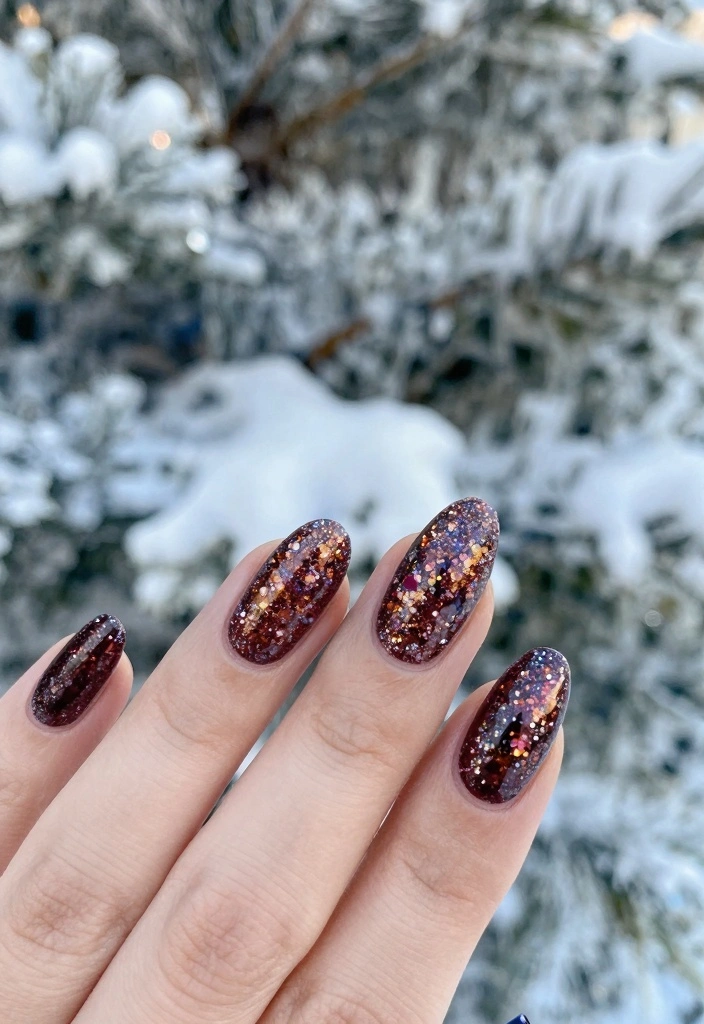 17 Winter Almond Nails Ideas: Sleek Cold Season Shape - 17. Seasonal Sparkle 1